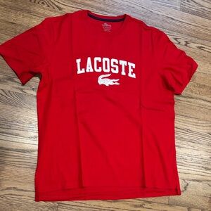 Lacoste Men's embroidered letters Red Tee size 8/XXL